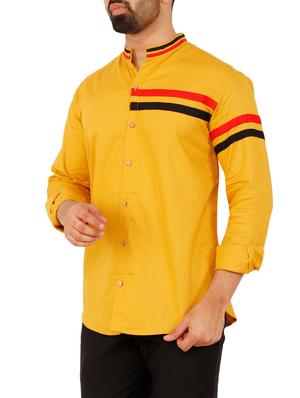 yellow striped casual shirt - 16142537 - Standard Image - 2
