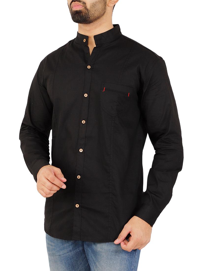 black solid casual shirt - 16142617 - Zoom Image - 2
