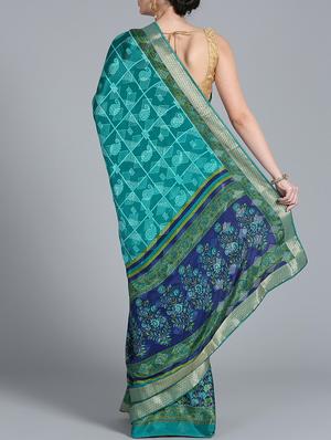 Paisley printed saree with blouse - 16142970 - Standard Image - 2