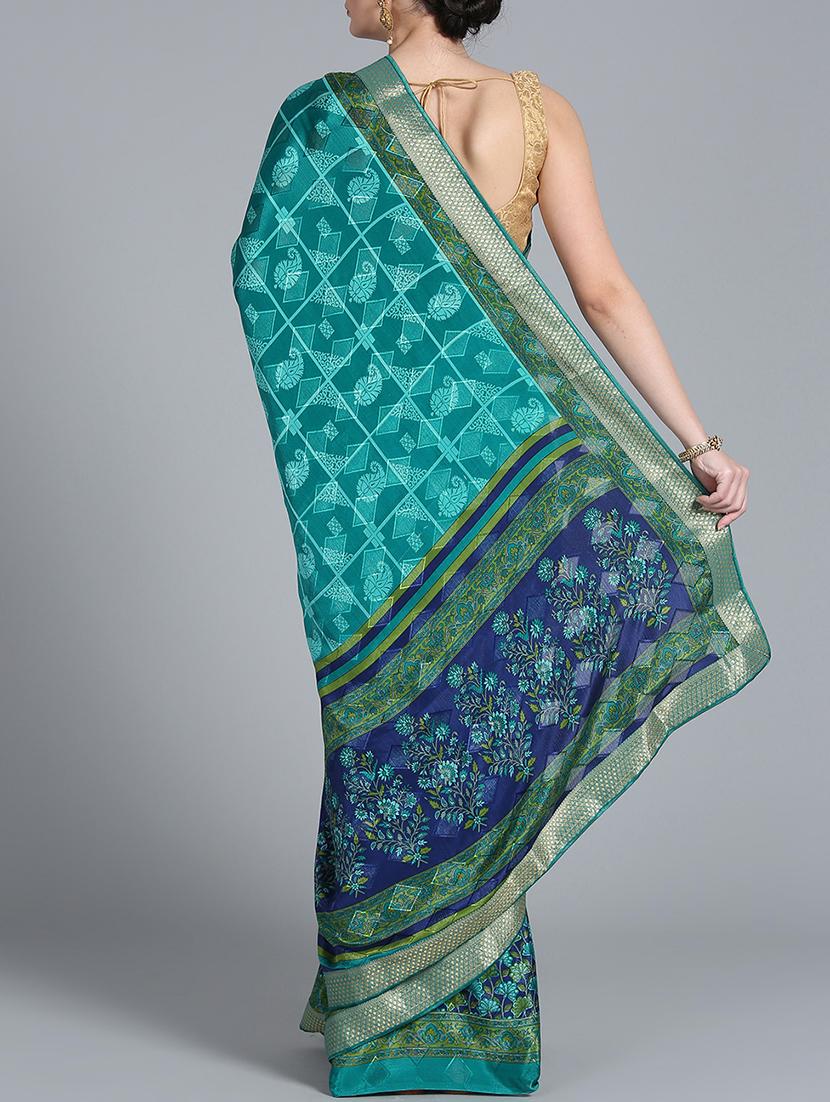 Paisley printed saree with blouse - 16142970 - Zoom Image - 2