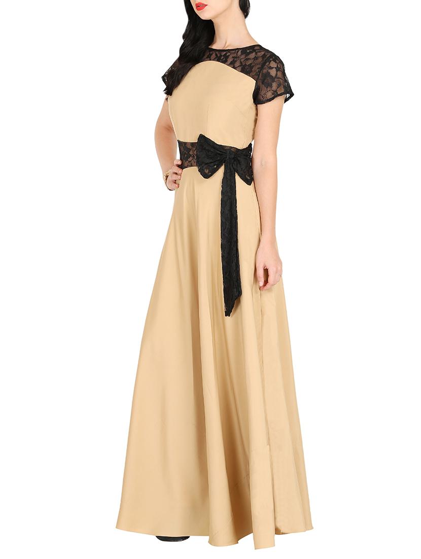 contrast lace bow detail maxi dress - 16143055 - Zoom Image - 2