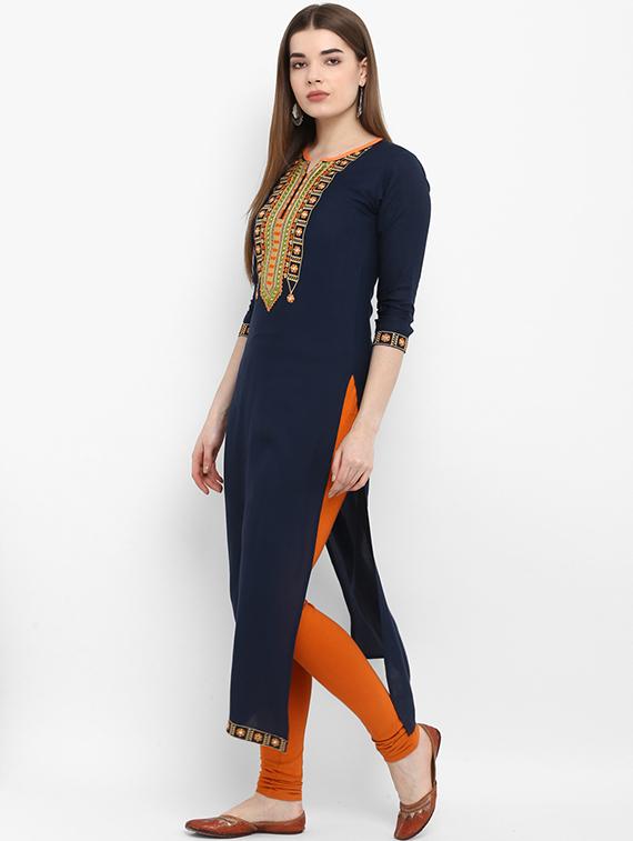 embroidered straight kurta - 16143173 - Zoom Image - 2