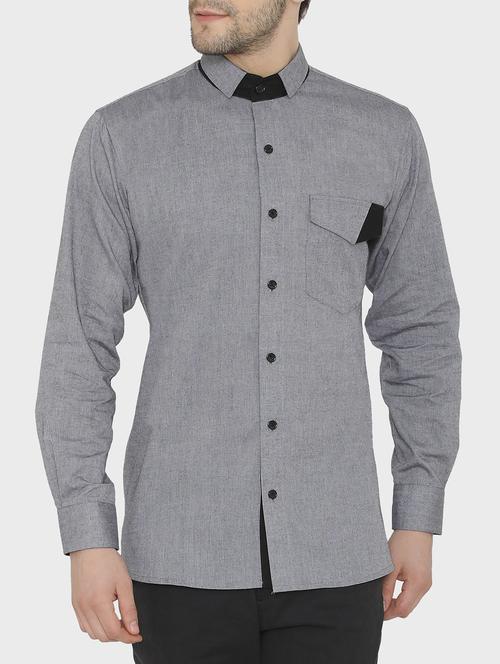 grey cotton casual shirt - 16157226 - Standard Image - 1