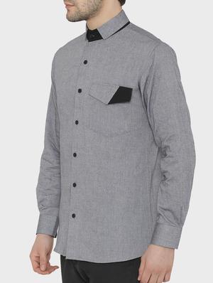 grey cotton casual shirt - 16157226 - Standard Image - 2