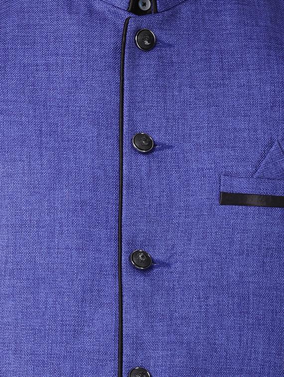 blue cotton nehru jacket - 16157270 - Zoom Image - 5