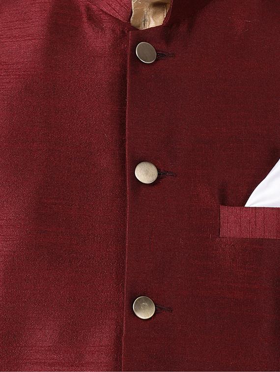 red silk nehru jacket - 16157279 - Zoom Image - 5
