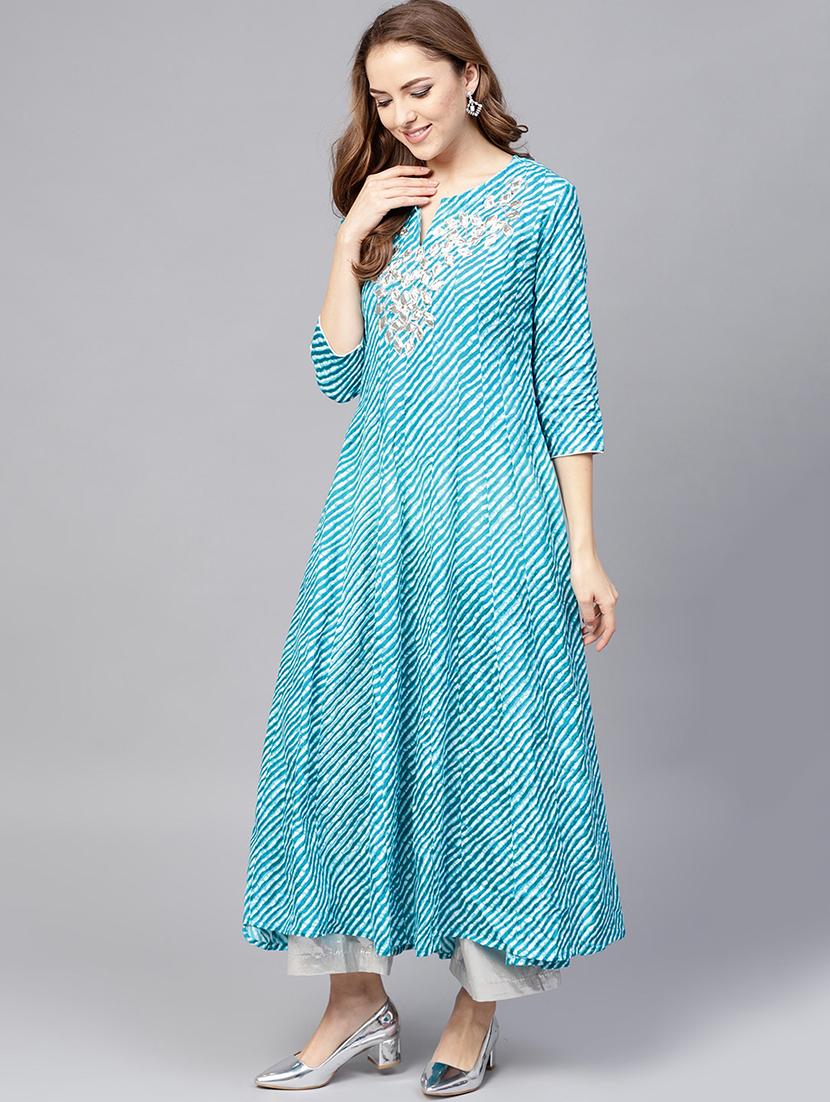 Embroidered Anarkali leheriya kurta - 16157627 - Zoom Image - 2