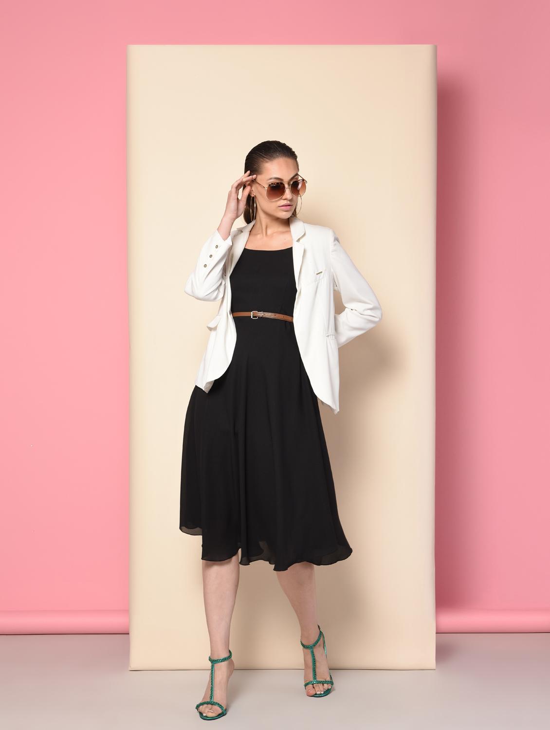 cami neck belted flared dress - 16157851 - Zoom Image - 2