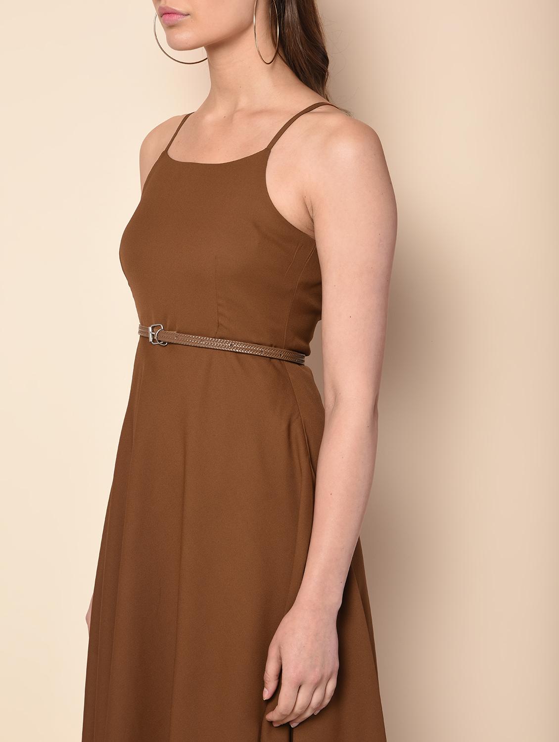 cami neck belted flared dress - 16157852 - Zoom Image - 5