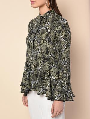 snake print ruffle top - 16157860 - Standard Image - 5