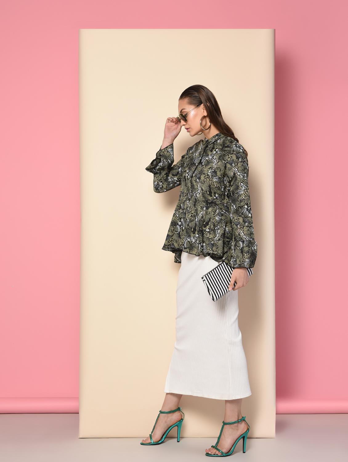 snake print ruffle top - 16157860 - Zoom Image - 2