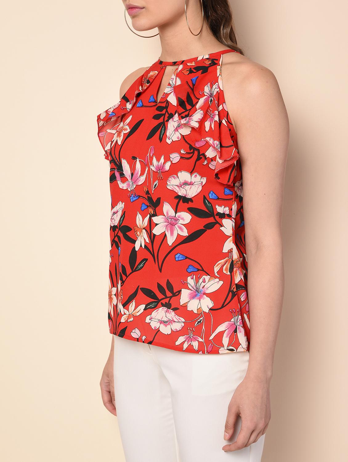 key hole neck floral top - 16157861 - Zoom Image - 5