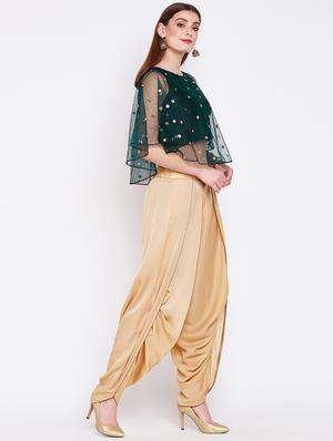 Sequined cape style top with dhoti set - 16157987 - Standard Image - 2