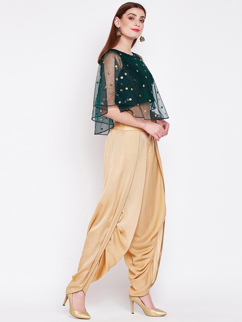 Sequined cape style top with dhoti set - 16157987 - Zoom Image - 2