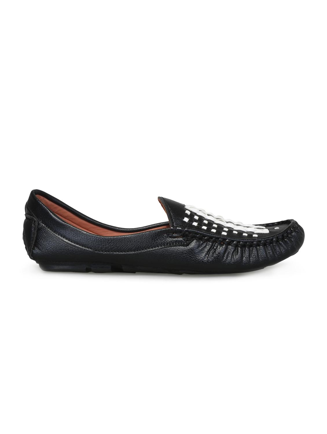 black leatherette slip on loafers - 16158012 - Zoom Image - 2