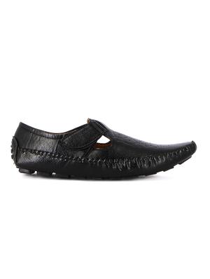 black leatherette slipon sandals - 16158031 - Standard Image - 2