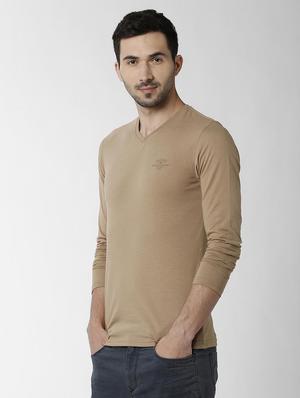 brown solid tshirt - 16158159 - Standard Image - 2