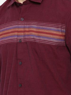 maroon striped casual shirt - 16158266 - Standard Image - 5