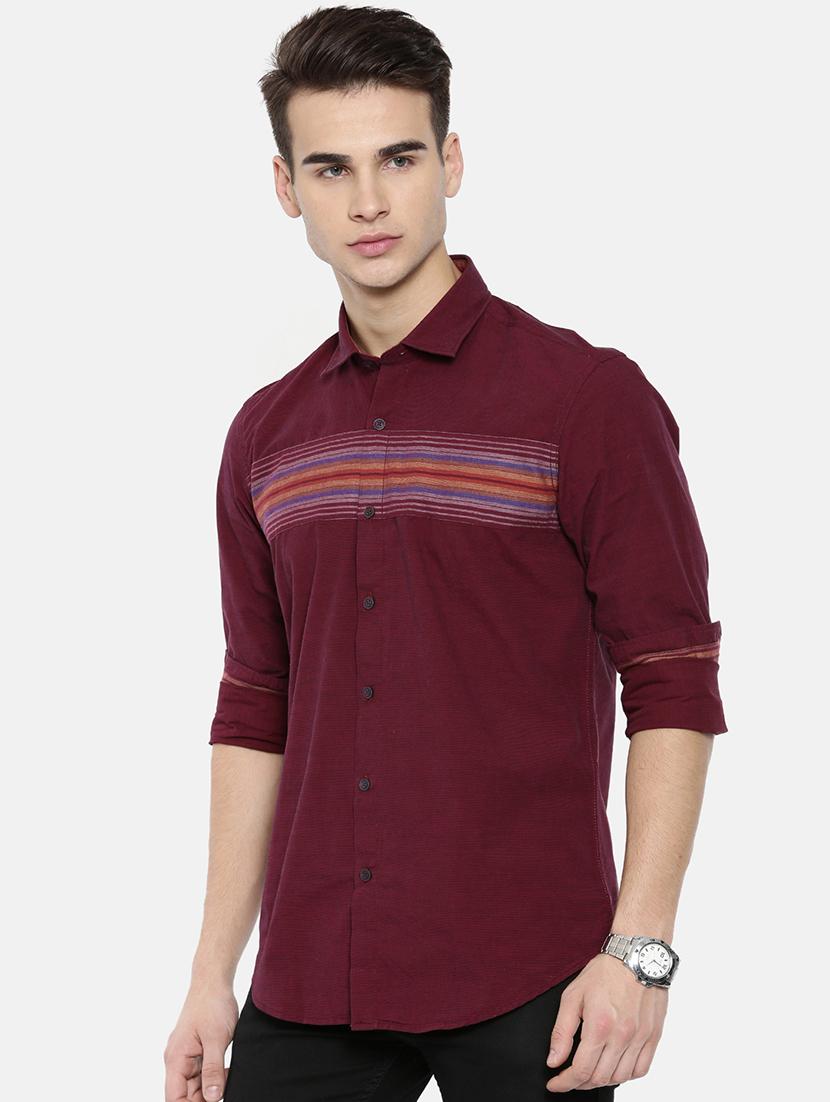 maroon striped casual shirt - 16158266 - Zoom Image - 2