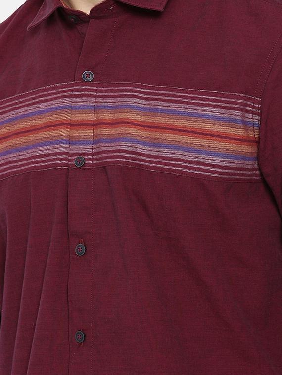 maroon striped casual shirt - 16158266 - Zoom Image - 5