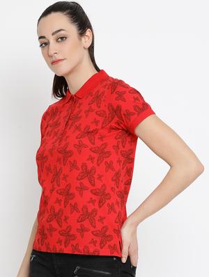 polo neck butterfly printed top - 16158976 - Standard Image - 2