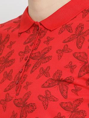 polo neck butterfly printed top - 16158976 - Standard Image - 5