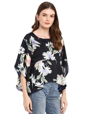 flared sleeved floral asymmetric top - 16159193 - Standard Image - 2