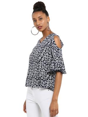 cold shoulder floral top - 16159226 - Standard Image - 2