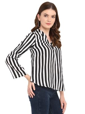 curved hem pleat detail striped top - 16159228 - Standard Image - 2