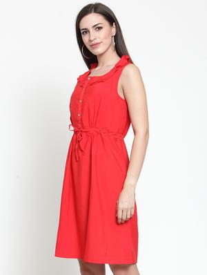 ruffle trim drawstring a-line dress - 16159282 - Standard Image - 2