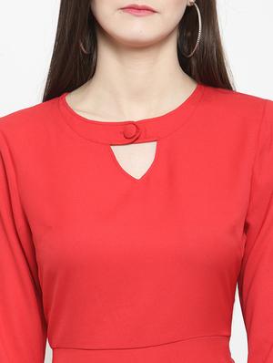 keyhole neck bell sleeved a-line dress - 16159284 - Standard Image - 5