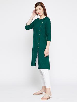 Solid a-line kurta - 16159345 - Standard Image - 2