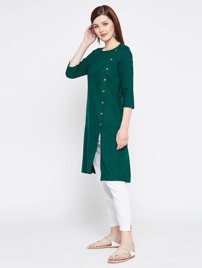 Solid a-line kurta - 16159345 - Zoom Image - 2