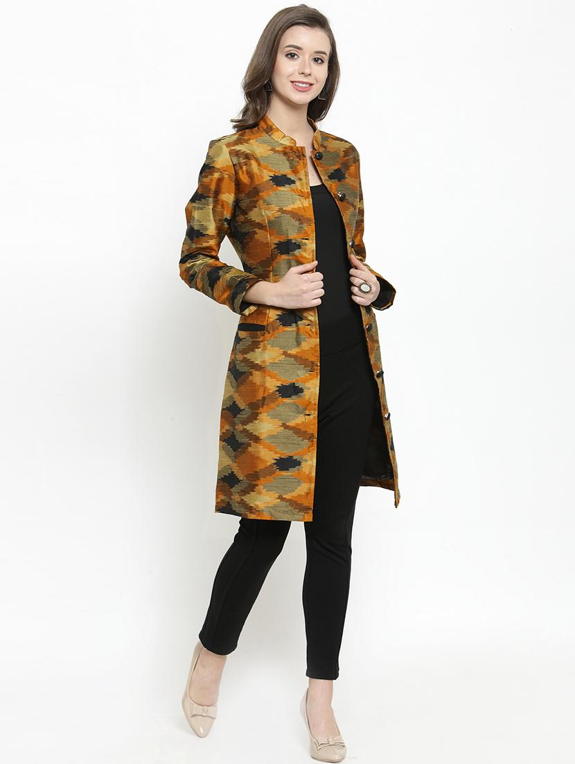 Ikat overlay layered kurta - 16165433 - Zoom Image - 2