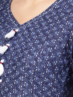 Printed flared kurta with tassels - 16165631 - Standard Image - 5
