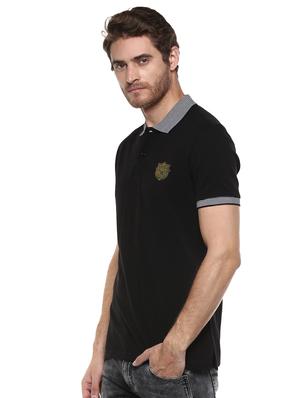 black solid polo tshirt - 16165721 - Standard Image - 2