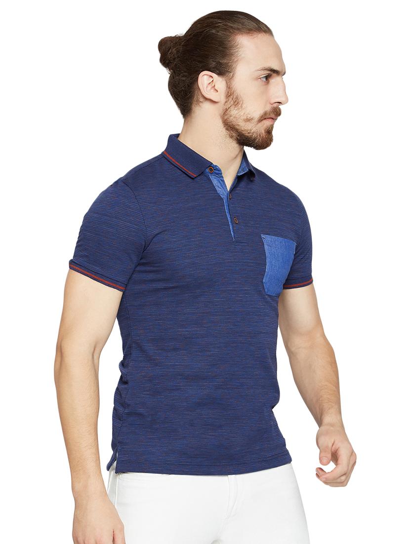 navy blue cotton polo t-shirt - 16165725 - Zoom Image - 2