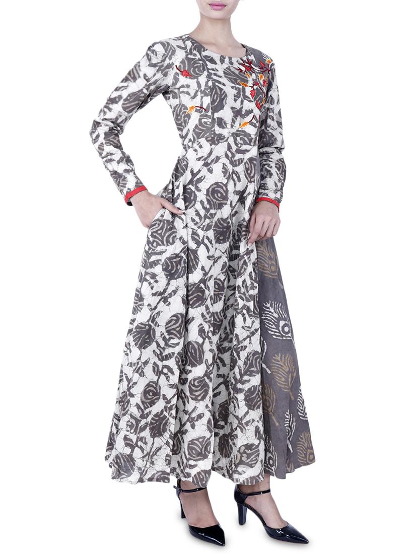 bagru printed flared kurta - 16165763 - Zoom Image - 2