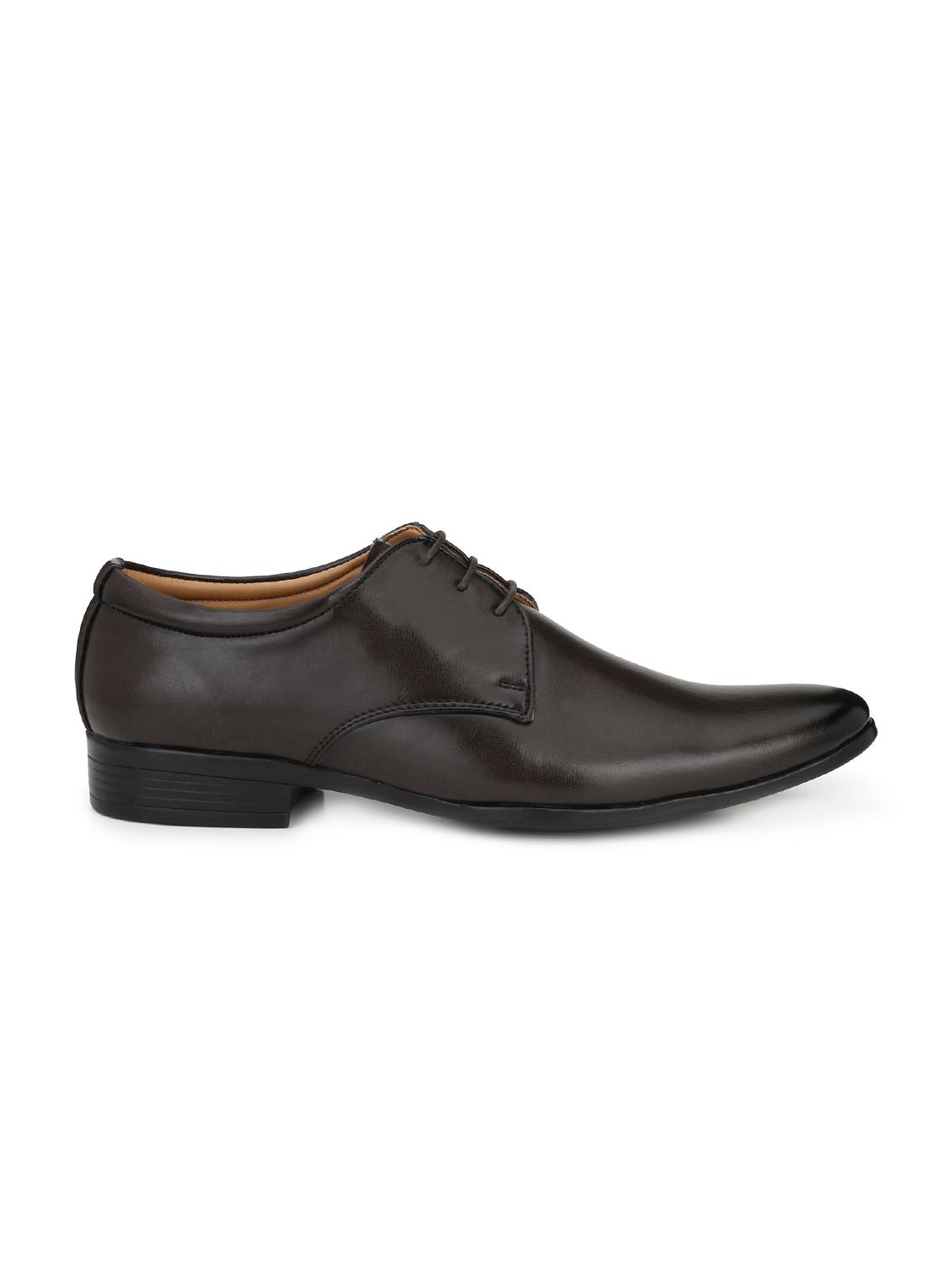 brown leatherette lace-up derbys - 16166745 - Zoom Image - 2