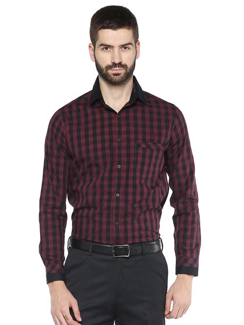 maroon checkered casual shirt - 16167155 - Standard Image - 1