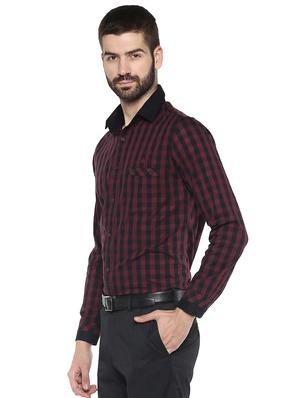 maroon checkered casual shirt - 16167155 - Standard Image - 2