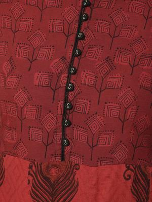 red ethnic motifs anarkali kurta - 16167210 - Standard Image - 5