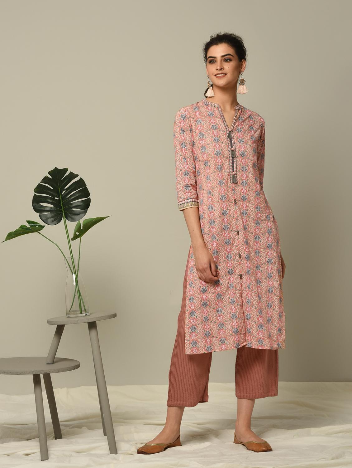 kalamkari printed straight kurta - 16167213 - Zoom Image - 2