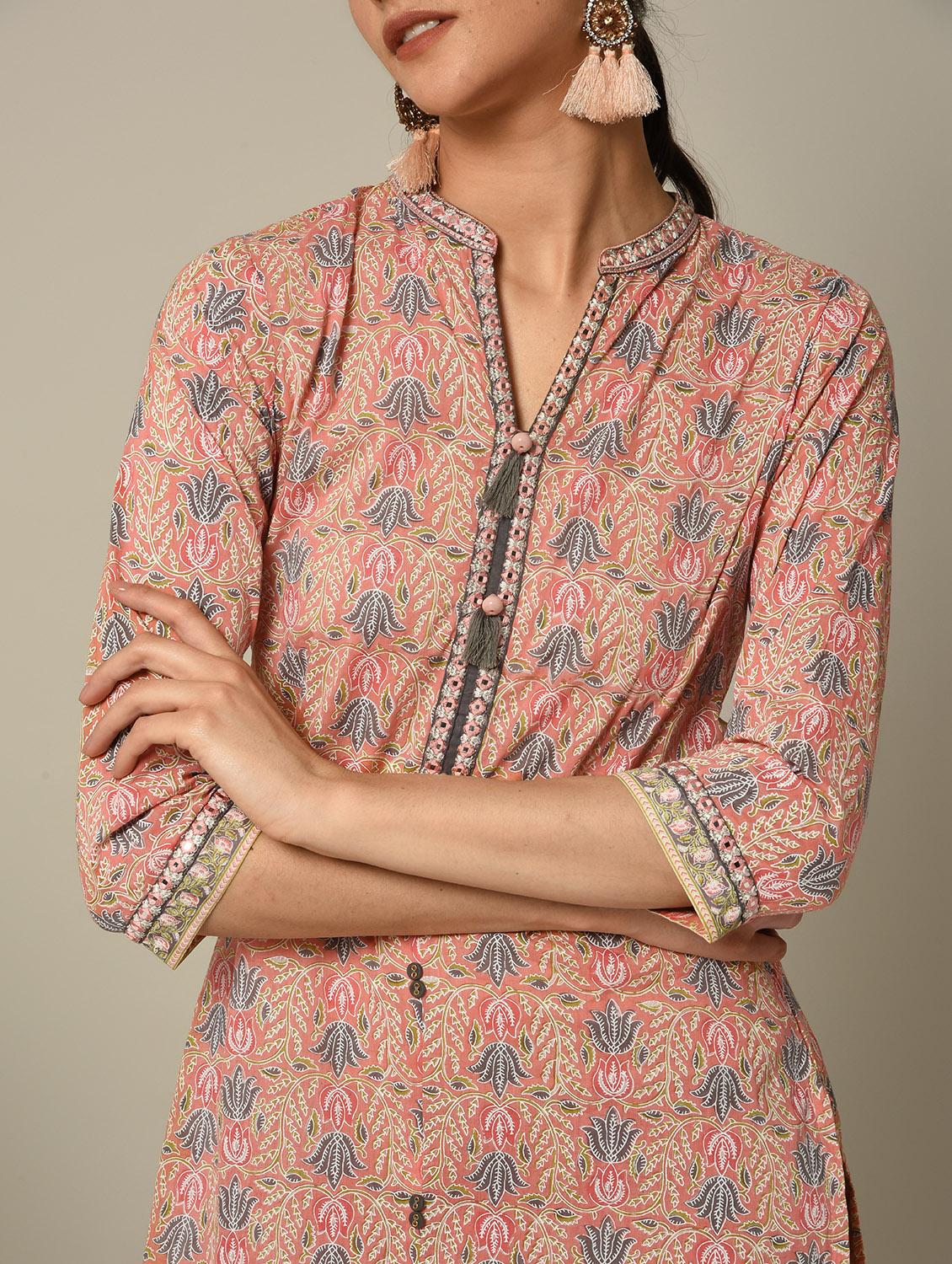 kalamkari printed straight kurta - 16167213 - Zoom Image - 5