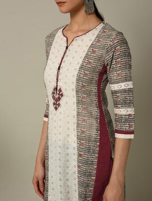 typographic printed straight kurta - 16167217 - Standard Image - 5