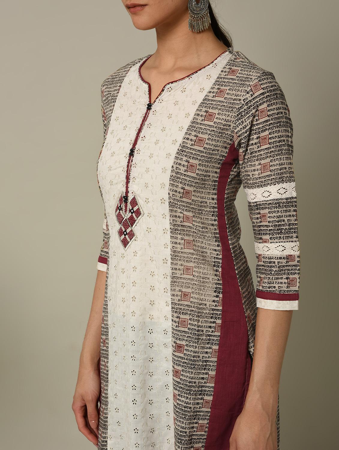 typographic printed straight kurta - 16167217 - Zoom Image - 5