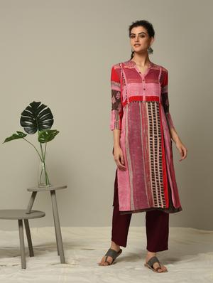 geometrical printed straight kurta - 16167222 - Standard Image - 2