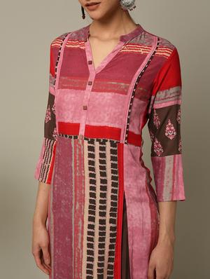 geometrical printed straight kurta - 16167222 - Standard Image - 5