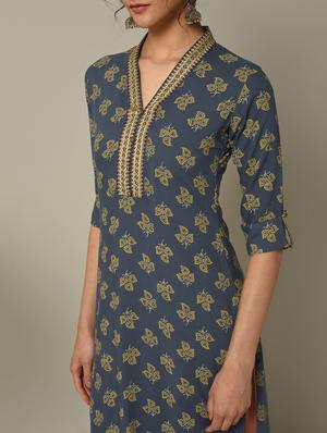 block printed straight kurta - 16167229 - Standard Image - 5