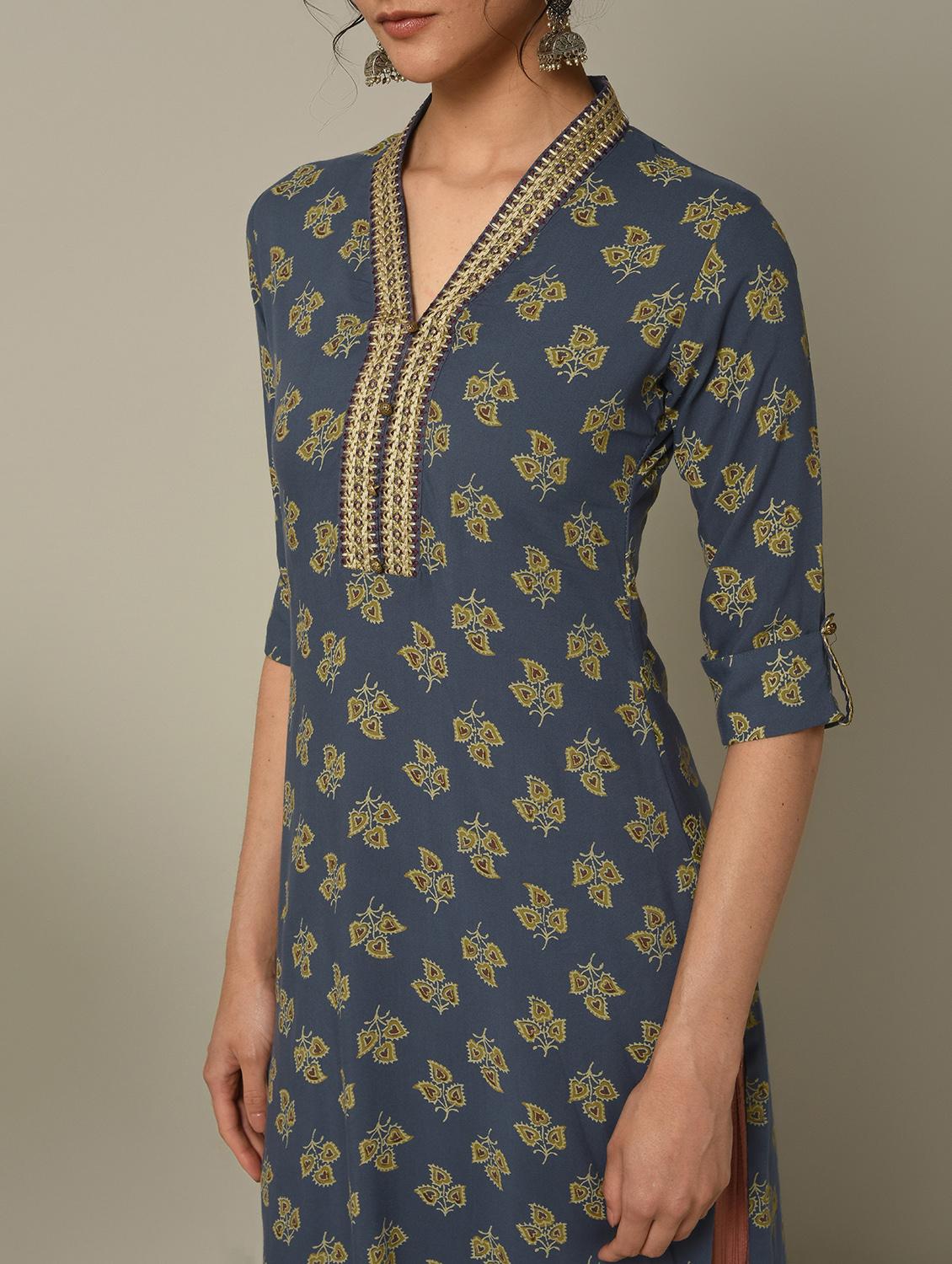 block printed straight kurta - 16167229 - Zoom Image - 5